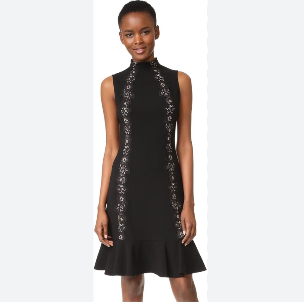 Rebecca Taylor Women's Sl Crepe Lace Dress 0 Black Worn Once